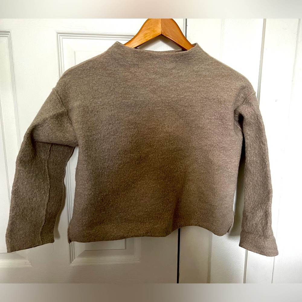 Eileen Fisher boat neck wool sweater in cream